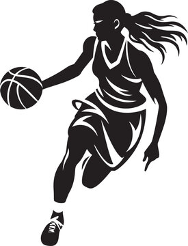 B Ball Belle Vector Illustration of a Female Basketball Player Making a Dunk Rim Rocket Vector Graphics Depicting a Female Basketball Player Dunking