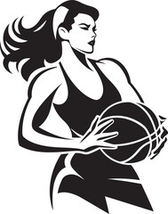Slam Squad Queen Vector Icon Depicting a Female Basketball Player Dunking Basket Bombshell Vector Graphics of a Female Basketball Player Making a Dunk