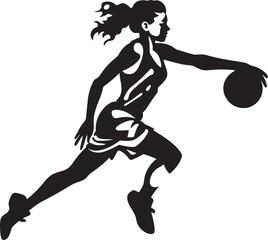 Fototapeta na wymiar Slam Sensation Vector Logo and Design Showcasing a Female Basketball Players Dunk Dunk Dreamer Vector Illustration of a Female Basketball Player Executing a Dunk