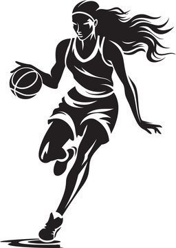 Dunk Diva Vector Logo and Design Illustrating a Female Basketball Players Dunk Rim Rebel Vector Graphics of a Female Basketball Player Executing a Dunk