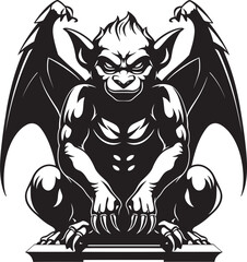 Winged Protector Gargoyle Full Body Statue Vector Icon and Graphics Sentinel of Shadows Vector Gargoyle Full Body Statue Logo and Design