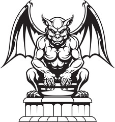 Mystical Sentinel Vector Art Depicting Gargoyle Full Body Statue Guardian Guardian Vector Logo and Design of Gargoyle Full Body Statue