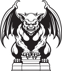 Guardian Guardian Vector Logo and Design of Gargoyle Full Body Statue Petrified Protector Vector Icon Showcasing Gargoyle Full Body Statue