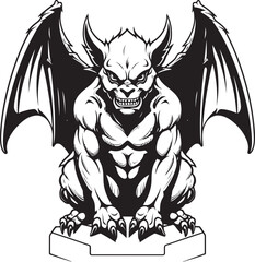 Stonework Sentinel Vector Icon of Gargoyle Full Body Statue Guardian of Legends Vector Graphics Featuring Gargoyle Full Body Statue