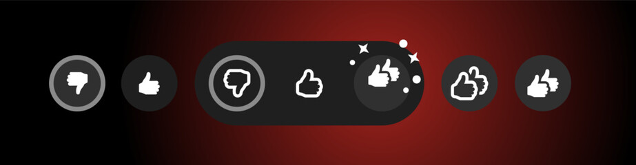 Film rate thumb poll icon. Thumbs to like or dislike sign. Video streaming service vote buttons. Netflix top movie survay. Vector illustration. - obrazy, fototapety, plakaty