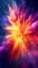 Pink and orange colorful powder explosion abstract background