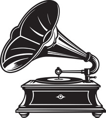 Retro Reverie Gramophone Vector Emblem Melodic Moods Vector Gramophone Logo and Design