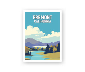 Fremont, California Illustration Art. Travel Poster Wall Art. Minimalist Vector art