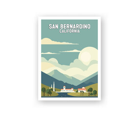 San Bernardino, California Illustration Art. Travel Poster Wall Art. Minimalist Vector art