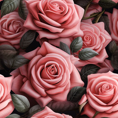 Retro pink roses, wrapping decor сreated with Generative Ai
