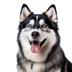 Portrait of a Siberian Husky dog on a transparent background PNG. Easy to use.