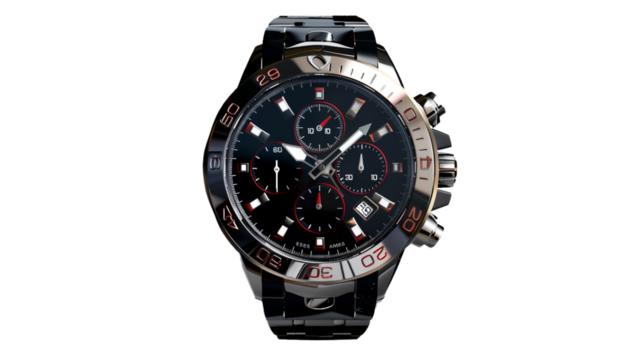 A sporty chronograph watch, its rugged design complemented by bold accents, ready to accompany you on any adventure