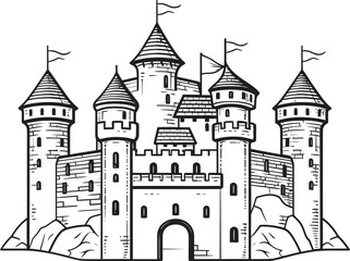 Fototapeta premium Fortress Foundations Vector Design of Castle Kingdom Stronghold Castle Iconic Vector