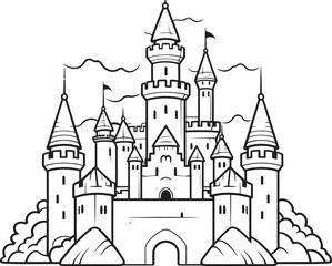 Kingdom Stronghold Castle Iconic Vector Knights Citadel Emblematic Castle Vector
