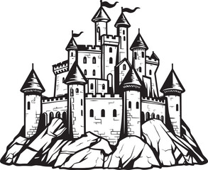 Obraz premium Majestic Bastion Emblematic Castle Vector Art Mini Truck Mania Vector Logo and Design