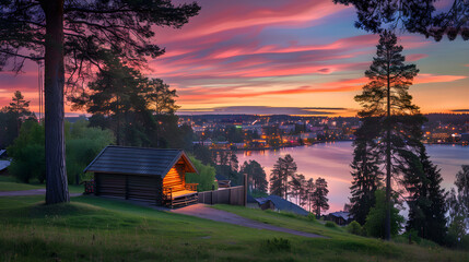 Enchanting Panoramic View of Jyväskylä Cityscape Amidst Nature's Wonders in Finland