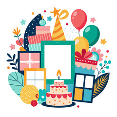 Birthday Collage Picture Frame Vector