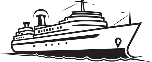 Serenade Skies Musical Ship Icon with Artistic Flair Crescendo Cruiser Vector Ship Emblem for Musicians