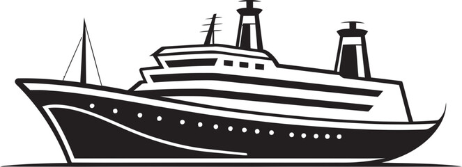 Crescendo Cruiser Vector Ship Emblem for Musicians Tuneful Traveler Ship Logo Embodied with Musicians Touch