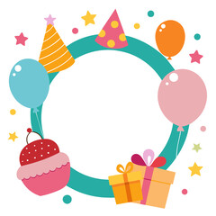 Birthday Collage Picture Vector Illustration