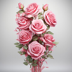Victorian pink roses, wrapping decor сreated with Generative Ai