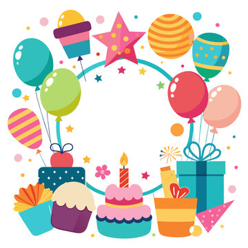 Birthday Collage Picture Vector Illustration