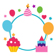 Birthday Collage Picture frame Vector Illustration