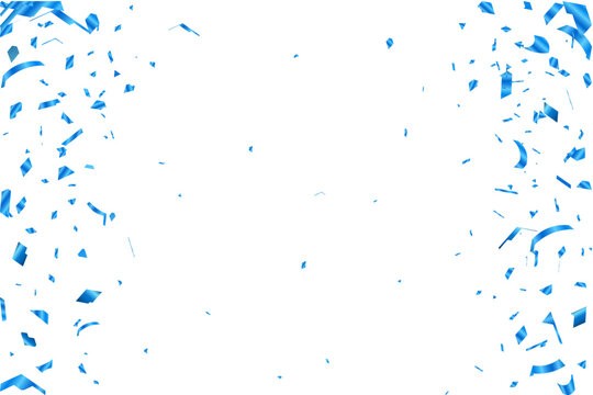 Celebration background template with blue confetti vector illustration. Great for a birthday party or an event celebration invitation or decor.