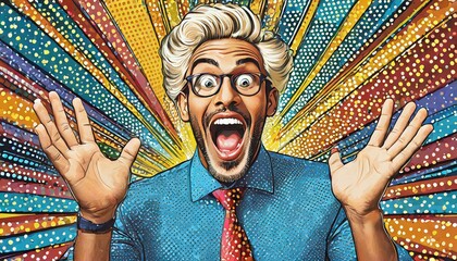 A man with an enthusiastic facial expression pop art

 - obrazy, fototapety, plakaty