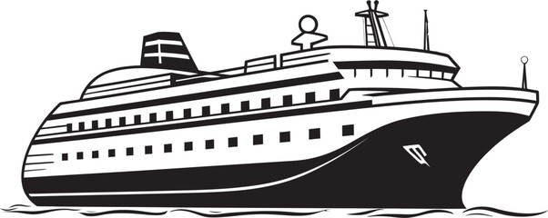 Crescendo Cruiser Ship Logo Inspired by Musical Artistry Tuneful Trawler Vector Ship Emblem for Musicians