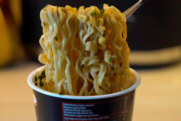Instant noodles in a container.
