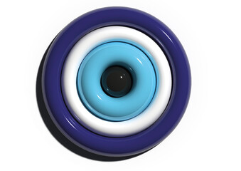 Greek eye, blue eye target  with puffy effect on transparent png background.