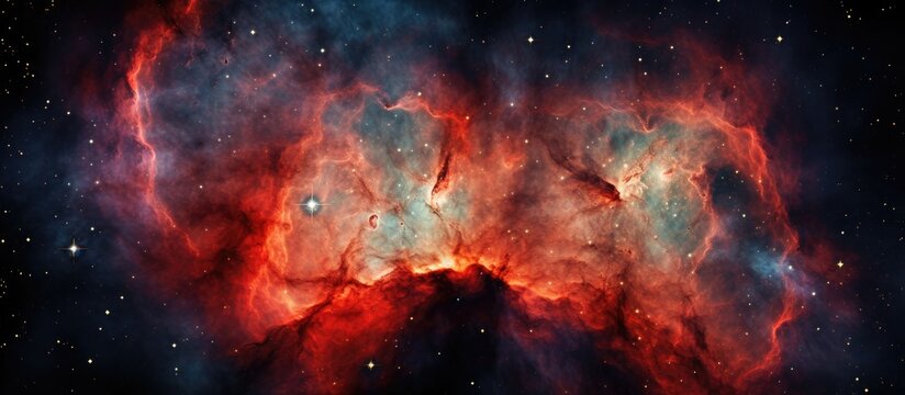An image showing a detailed view of a nebula filled with stars in the vast darkness of space