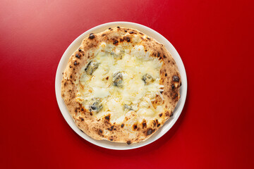 Pizza, quattro, formaggi, 4,  mozzarella, bufala, campana,  gorgonzola, fontina, molle, formaggio,...
