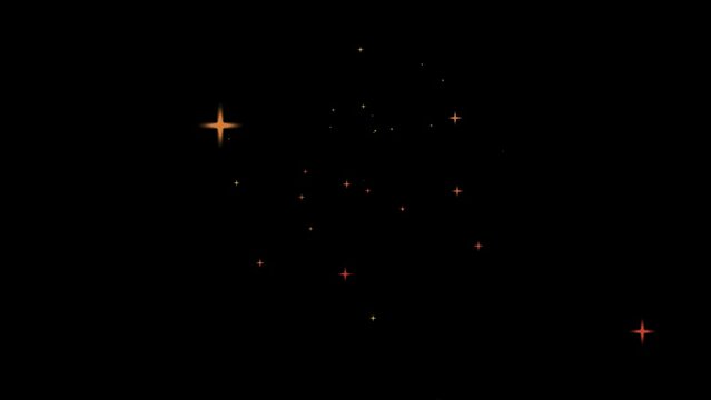 Cute star light abstract animation on black background. jump dust particles. Motion performed by small particles. Light bokeh effect isolated on black background. 4k High quality
