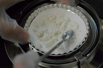 Laboratory scales in assessing the quality of cottage cheese products Dairy plant.