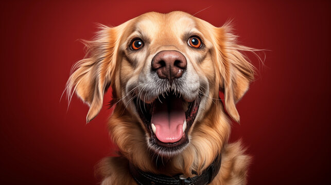 Photographie d'un chien en studio sur un beau fond color&eacute;. Animal, domestique, chiens, mignon. Fond pour conception et cr&eacute;ation graphique.