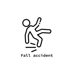 Fototapeta na wymiar Fall, falling, watch your step, accident , Caution, linear icon. Editable stroke