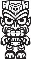 Tropical Temptation Bold Tiki Character in Thick Lineart Vector Form Tempting Viewers with Exotic Adventure Tiki Tango Full Body Thick Lineart Vector Graphic of Tiki Dancers Capturing the Spirit of t