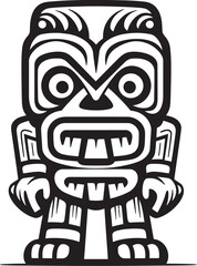 Tiki Treasures Iconic Design Featuring a Full Body Thick Lineart Tiki Unveiling the Enchanting Secrets and Cultural Riches of the Tropics Tribal Tunes Vector Graphic of a Full Body Thick Lineart Tiki
