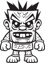 Tribal Tunes Vector Graphic of a Full Body Thick Lineart Tiki Playing Melodies that Echo Through the Lush Jungles and Sandy Shores Tiki Tales Bold Tiki Character in Thick Lineart Vector Illustration 