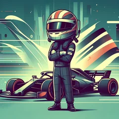 Foto op Canvas Formula 1 Cartoon Driver Delight © saad