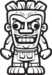 Jungle Sentinel Thick Lineart Vector Icon of a Tiki Guardian Pacific Protector Vector Logo of a Full Body Thick Lineart Tiki Warrior
