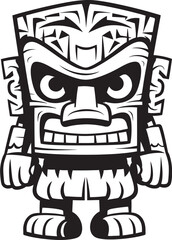Island Guardian Full Body Thick Lineart Tiki Icon for Graphics Tiki Totem Vector Illustration of a Thick Lineart Tiki Character