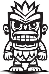 Jungle Jewel Full Body Tiki Icon with Detailed Thick Lineart Embellishments Tiki Triumph Vector Design Displaying a Full Body Thick Lineart Tiki Victory