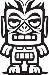 Tribal Tones Full Body Tiki Illustration with Rich Thick Lineart Shades Island Impressions Vector Logo Featuring a Full Body Thick Lineart Tiki Impression