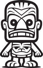 Tiki Triumph Vector Design Displaying a Full Body Thick Lineart Tiki Victory Tribal Tones Full Body Tiki Illustration with Rich Thick Lineart Shades