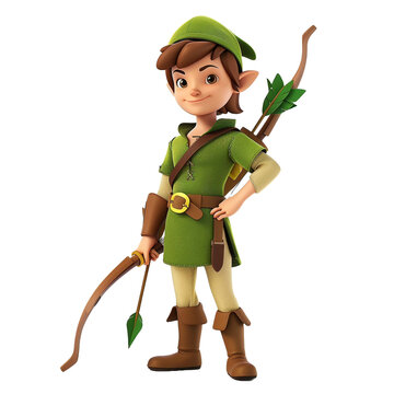 recommend clip art: robin Hood - vector cartoon illustration isolated on white background 3d render Generative AI