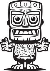 Tiki Tempo Vibrant Vector Graphic Showcasing a Full Body Thick Lineart Tiki Beat Pacific Pulse Iconic Tiki Character Depicted in Striking Thick Lineart Vector Form