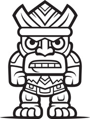 Pacific Pulse Iconic Tiki Character Depicted in Striking Thick Lineart Vector Form Jungle Jewel Full Body Tiki Icon with Detailed Thick Lineart Embellishments